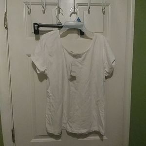 White casual top with cut outs